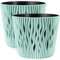 PECZEKO Macetas mate – Macetas decorativas para flores y hierbas, duraderas y ligeras, redondas, de plástico, para salón y comedor, cocina, terraza, balcón, juego de 2 unidades (verde, diámetro 26 cm)