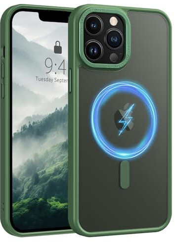 SupVict iPhone 15 Pro Case - MagSafe Compatible, Slim Translucent Matte Back, Shockproof Military Grade Protection, Green