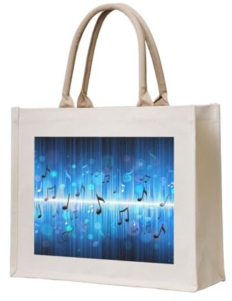 YWSOTRE Musiknoten mit Notenschlüssel, Tragetasche Canvas-Tasche Einkaufshandtasche Einkaufstüten, Mehrzweck-Schultertaschen
