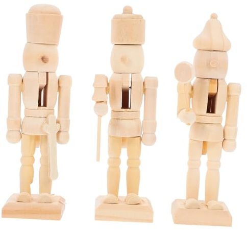 BCOATH 3pcs Puppet White Embryo Walnut Soldier Nutcracker Ballet Figurine Paint Your Own Nutcracker Kit Nutcracker Tree Ornaments Nutcracker Puppets Nutcracker Craft Silver Mache Wooden