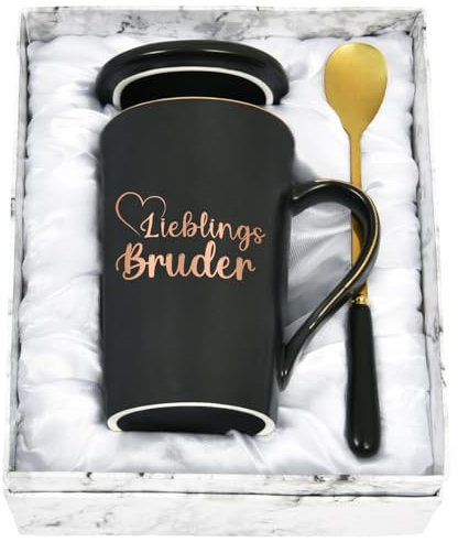 Joymaking Kaffeetasse Bruder Geschenk zum Geburtstag Geschenkidee für Lieblings Bruder Geschenke für Bruder Weihnachten Geschenk, 400ml Schwarz