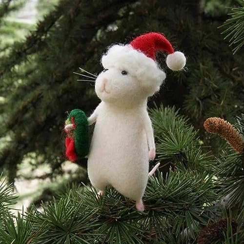 Topolino di Natale in feltro, decorazione per albero di Natale, topo in feltro ad ago, per decorare la casa