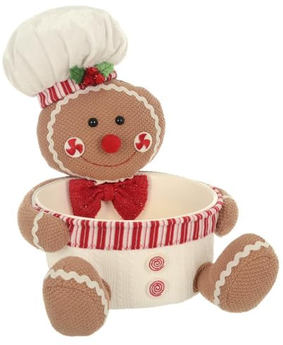 Mr Crimbo Christmas Candy Holder Gingerbread Person Figure Decoration Festive Treats Bowl 27cm - Man