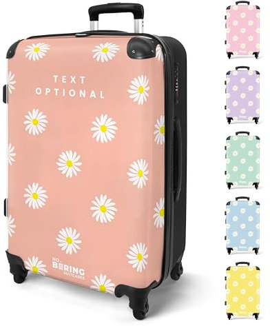NoBoringSuitcases.com® Reisekoffer 67cm 72L Personalisiert - Großer Hartschalenkoffer mit Rollen, Leichtgewicht Trolley, Koffer Groß für 20kg Gepäck Daisy in 6 Farben, Koffer für Flugzeug