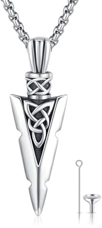 MEDWISE Keltisches Pfeil Urne Halskette für Asche 925 Sterling Silber ViKing Urne Kette für Asche Urne Anhänger Memorial Gedenkschmuck Pfeil Amulett Schmuck für Damen Männer Herren