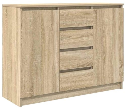 vidaXL Sideboard mit Schubladen Sonoma-Eiche 100,5x35x76 cm, Kommode, Schrank, Flurschrank, Anrichte, Küchenschrank, Wohnzimmerschrank