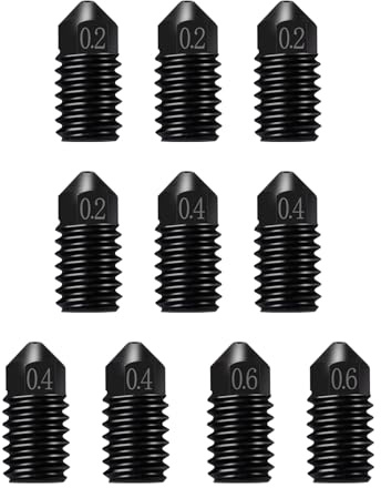 10PCS Gehärtete Stahldüsen für Bambu Lab A1/A1 Mini, schnelle Ersatzdüsen 0,2 mm 0,4 mm 0,6 mm Düsen für A1/A1 Mini 3D -Drucker