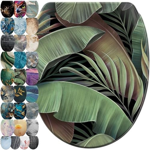 Sanilo Soft Close Toilet Seat with Quick Release, Toilet Lid Detachable at The Press of a Button, Easy Installation from Above (Jungle)