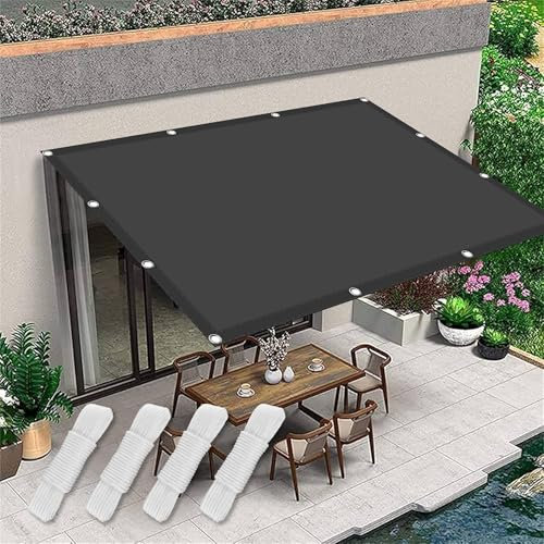 Voile d'ombrage Imperméable 220 x 440 cm Imperméable UV 98% Indéchirable Paravent Paravent de Balcon avec Oeillets pour Jardin Extérieur Terrasse, Gris Foncé