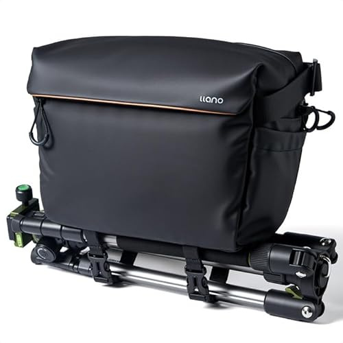 llano Kamera-Umhängetasche für DSLR/spiegellose Kameras, kompakte Crossbody-Kameratasche mit verstellbarem Riemen für Canon für Nikon für Sony Mirrorless, Für 1 Kamera, 2 Objektive und Zubehör