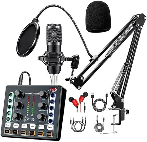 OutFyt BM-800 Aufnahmestudio-Paket mit Sprachwechsler, Live-Soundkarte und Audio-Interface,Universelle Kompatibilität