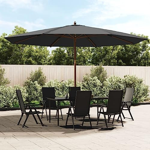Homgoday Parasol, Sombrilla de Terraza,Sombrilla de Jardín, Protección UV Sombrilla jardín con Poste de Madera Gris Antracita 400x273 cm