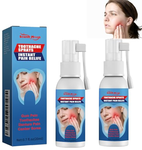 2Pcs Zahnschmerzen Sprays Zahnschmerzen Reparatur Spray Mundpflege Spray Natürliche Sanfte Dental Pain Relief Tragbares Zahnschmerz-en Schwellung Karies Deep Clean Reparatur(20ml)