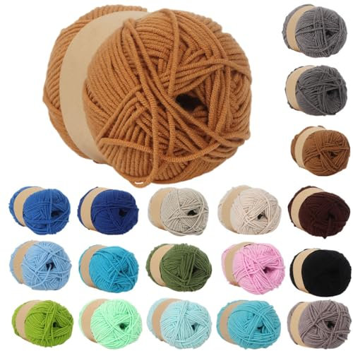 LIXSAZSE 50 g di filati per maglieria, cotone al latte, lavorato a mano all'uncinetto, cardigan, sciarpe, berretto all'uncinetto, tinta unita, N. 16
