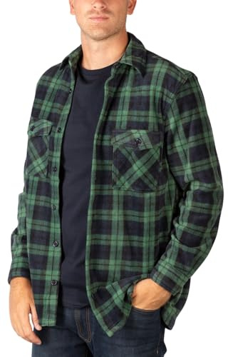 Rydale Men's Fleece Overshirt Button-Down Warm Shirt Long Sleece Check Shirts Shacket for Men