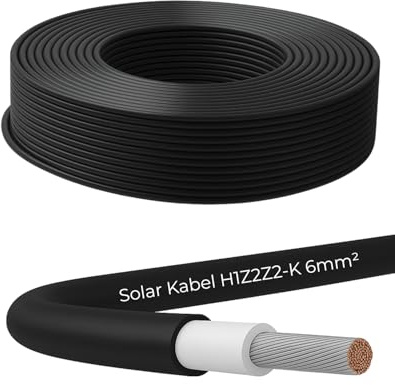 Waybex Premium Solarkabel 6mm² – TÜV Rheinland geprüft – UV-beständig & flexibel – Photovoltaik Kabel für Solaranlagen, Solarpanel & Wechselrichter – Made in Germany (Schwarz, 100m)