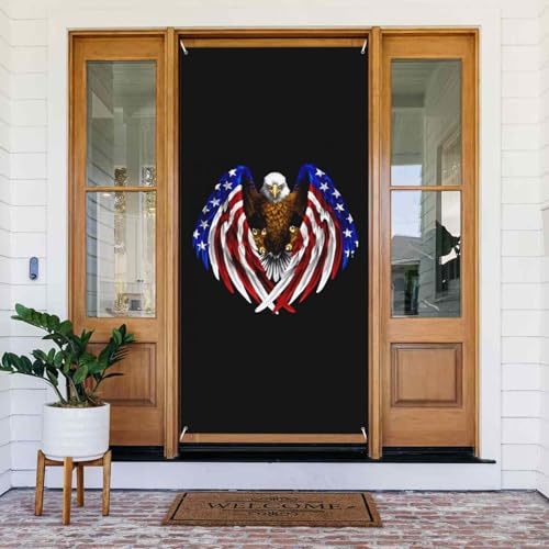 Türabdeckung mit USA-Flagge, patriotischer Adler, dekoriertes Banner, bedruckte Türabdeckung, Banner, festlicher Wandbehang für Party-Dekoration