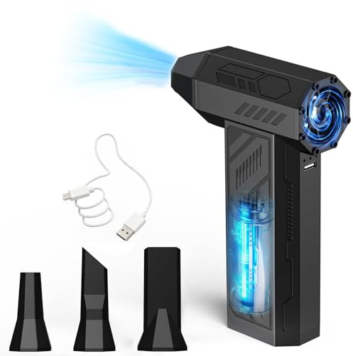 WERTYI 130K RPM Cordless Compressed Air Duster Cleaner for PC, 4-Speed | 130K RPM Ultra Power, 4 Nozzles, Rechargeable, Portable, for PC, Keyboard, Outdoor, House & Car Cleaning, Long life