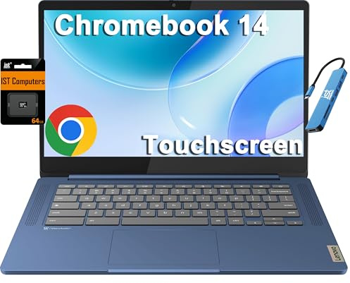 Lenovo Laptop Chromebook 14 (touchscreen FHD da 14 pollici, processore 8-core 2.0GHz, 4GB RAM, 128GB (64GB eMMC + scheda SD da 64GB)) antiriflesso, webcam, lunga durata della batteria 13 ore, hub IST
