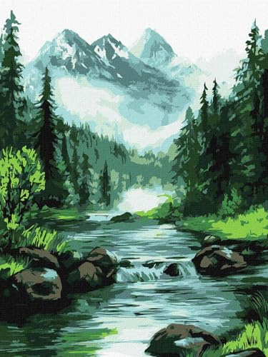 IDEYKA Malen nach Zahlen - Geheimnisvolle Quelle ©art_selena_ua Malen nach Zahlen für Erwachsene, einfaches Acryl-Malen nach Zahlen für Erwachsene, mit rahmen,DIY als Geschenk, 30x40 cm