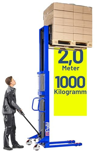 Pallit Hochhubwagen manuell 2000mm Hubhöhe 1000kg Tragkraft Lift-L PU Rollen Flexibler & Wendiger Manueller Handstapler Hubwagen Hydraulik-Stapler schnellhub