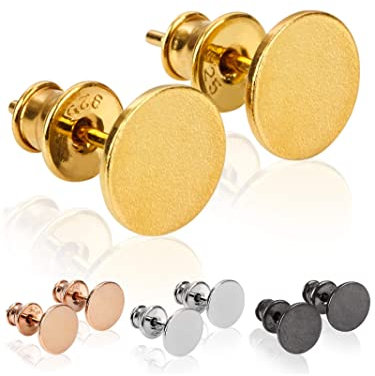 modabilé Ohrstecker Damen Rund Flach 8mm Vergoldet Virgin Echt 925 Sterling Silber I Runde Kreis-Ohrringe Goldohrringe Zwei Stecker-Set für Frauen