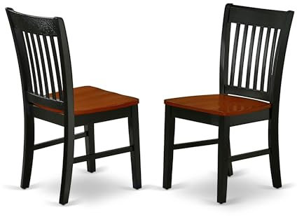 East West Furniture NFC-BCH-W Norfolk - Set di 2 sedie da pranzo con schienale in legno, colore: nero e ciliegia