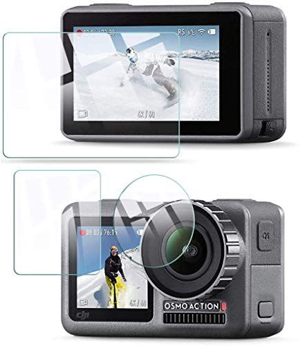 QULLOO Schutzfolie für DJI Osmo Action Cam Zubehör Schutzkamera Glass Folie HD Klar Displayschutzfolie für DJI Osmo Action Cam Accessories Protection [3 Stück]