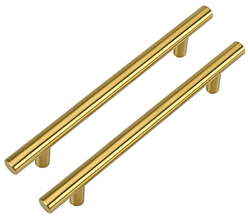 LONTON 15 Stück Griffe Gold 128mm lochabstand Schrankgriffe Gold Möbelgriffe Messing Küchengriffe Gold Griffe Möbel Gold Griffe Messing Griffe für Küchenschränke Schrankgriffe
