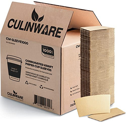 Kraft Paper Hot Cup Sleeve Jacket Holder | Corrugated Cardboard Protective Hot And Cold Insulator | Espresso Coffee Milk Tea Beverage And Hand Protector (Kraft, 1000)