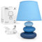 Nachttischlampe Lina (Blau) Tischleuchte Keramik Tischlampe mit Stoffschirm, LED geeignet, E14 230V Keramik, Tischlampe, Nachttischleuchte, Fenster Lampe, Sofalampe. Fensterbank Lampen