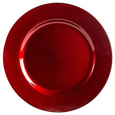 Argon Tableware Chargeur Simple Plaque - décoratif sous-Plaque - Métalliques Finition - 33cm - Rouge foncé