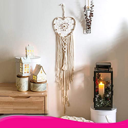Herbests Makramee Wandbehang Tapisserie Boho Handgemachte Gewebte Wanddeko Wandteppich Böhmische Tapisserie Wandkunst Ornamente für Wohnkultur Apartment Wohnzimmer Schlafzimmer Dekor,Beige