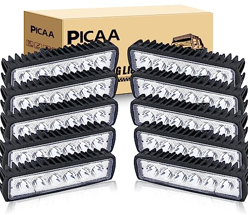 PICAA Faro da Lavoro LED 10pcs 18W Mini 6 Pollici Spot Light Fari Led Auto Luci Off Road per Fuoristrada Guida Fendinebbia Luci della Barca Luci di Guida Faro da Lavoro a Led SUV Lampada Trattore