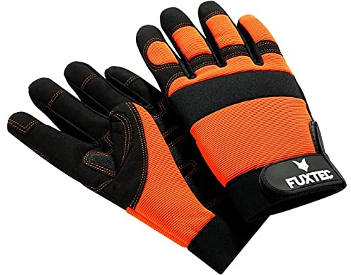 Fuxtec Gerätehandschuhe FX-GH Gartenhandschuhe Arbeitshandschuhe Garten Handschuhe Unisex, für Männer & Frauen - mit Verstärkung in den Handinnenflächen & Fingerspitzengefühl (M)