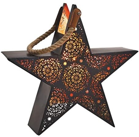 Windlicht Stern aus Metall Schwarz, weihnachtsdeko , Kerzen, deko teelichter advents Stern 26cm