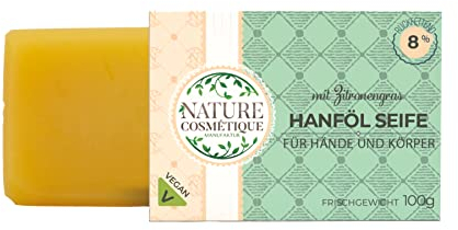 Hanföl Seife mit dem Duft von echtem Zitronengras - vegan, 100% natürlich, 8% Rückfettung