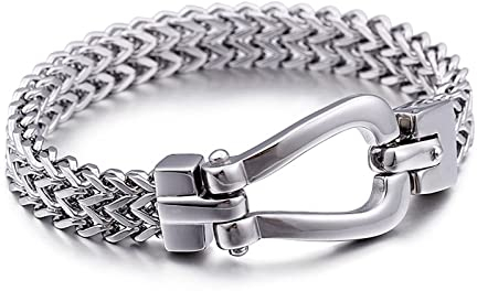 Whoiy Premium Armband für Männer in Edelstahl, Weizenkette Kettenarmband als Bedeutsame Geschenke, 21cm Länge, 11mm Breite, Silber