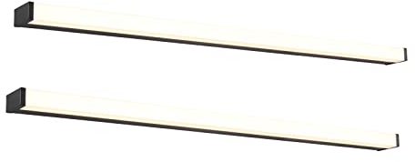 2er SET große Badezimmer Wandleuchten in Schwarz, Breite 120cm