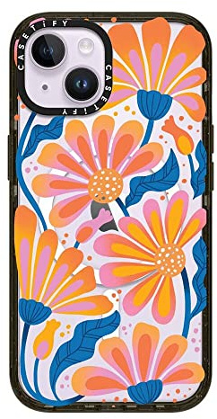 CASETiFY Impact iPhone 14 Case [4X Military Grade Drop Tested / 8.2ft Drop Protection/Compatible with Magsafe] - Lazy Daisy - Clear Black