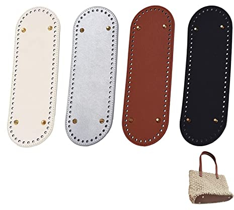 Dfuqanb 4 Stück Stricken Häkeln PU Taschenboden(30x10cm), Korbboden Kunstleder, Boden Tasche Häkeln, Tasche Häkeln, Taschenboden,für Häkeltasche Stricktasche Umhängetasche
