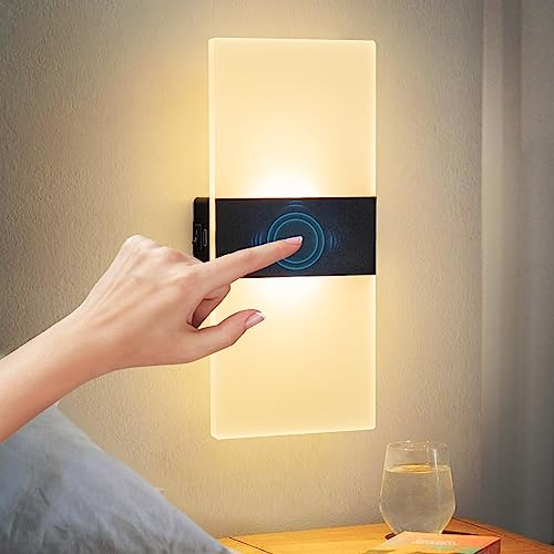 SURPALIG Applique murale d'intérieur avec détecteur de mouvement 4000 mAh Batterie Applique murale sans prise d'alimentation et lampe murale sans fil avec interrupteur pour éclairage d'escalier
