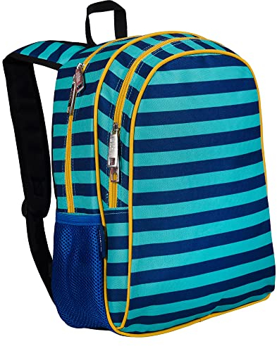 Wildkin 38,1 cm großer Kinderrucksack – langlebig, gepolstert, verstellbar für Schule und Reisen, Blaue Streifen, 15 Inch, 38,1 cm großer Rucksack für Jungen