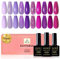 Yueshop 10 Colors Grape Purple Gel Nail Polish Set- Grape Purple Glitter Dark Purple Series Sparkle Gel Nail Polish Light Purple Diamond Nail Polish UV LED Lamp Nail Art Varnish For Salon&Home Use 8ml