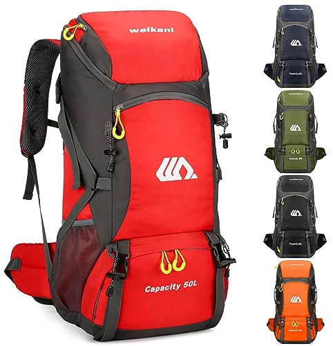 Favuit Wanderrucksack 30L, Herren Damen Trekkingrucksack Ultraleicht Faltbarer Reiserucksack Wandern Rucksack Klettern Tagesrucksack für Reisen Bergsteigen Camping Outdoor Reisen Sport(Rot)