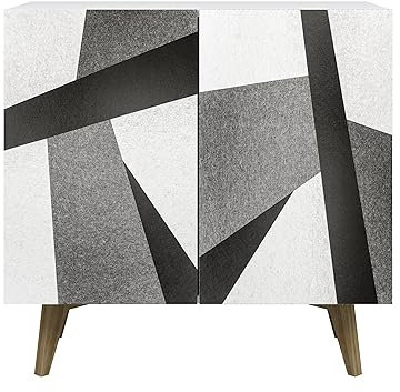 Galano Capson Vera Buffetschrank mit 2 Türen – Stilvoller und Lebendiger Schrank- Mehrzweckschrank – Verstellbare Regale - 41.4T x 78.6B x 76.7Hcm - Weiß