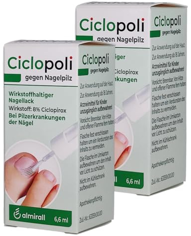 CICLOPOLI Stark gegen Nagelpilz I Sparset I Nagellack mit CICLOPIROX I einfache Anwendung I 1 x täglich I trocknet in 30 Sekunden I mit Pharma Perle give-away (Sparset 2 x 6,6 ml)