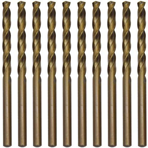 CEEYSEE 10Pcs Drill Bits 5mm HSS Drill Bit Straight Shank Twist Drill Bits Titanium Jobber Drill Bit Sets for Stainless Steel,Aluminum, Plastic and Wood (5mm/MHZT)