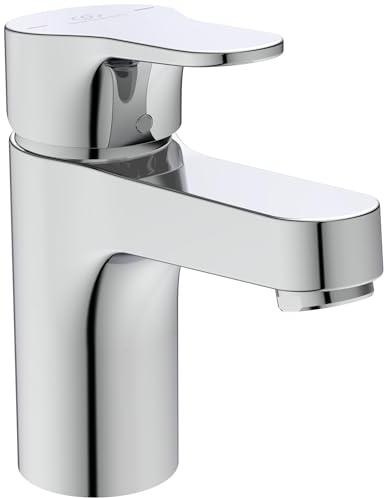 Ideal Standard BC828AA Cerabase Waschtischarmatur H80, mit Zugknopf-Ablaufgarnitur, Ausladung 10,6 cm, Chrom