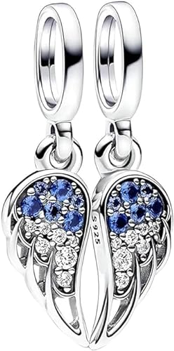 PHCLASY Sparkling Splitable Engel Flügel Dangle Charms Kompatibel for Armband und Halskette 925 Sterling Silber Bead Charm Christmas Charms für Damen